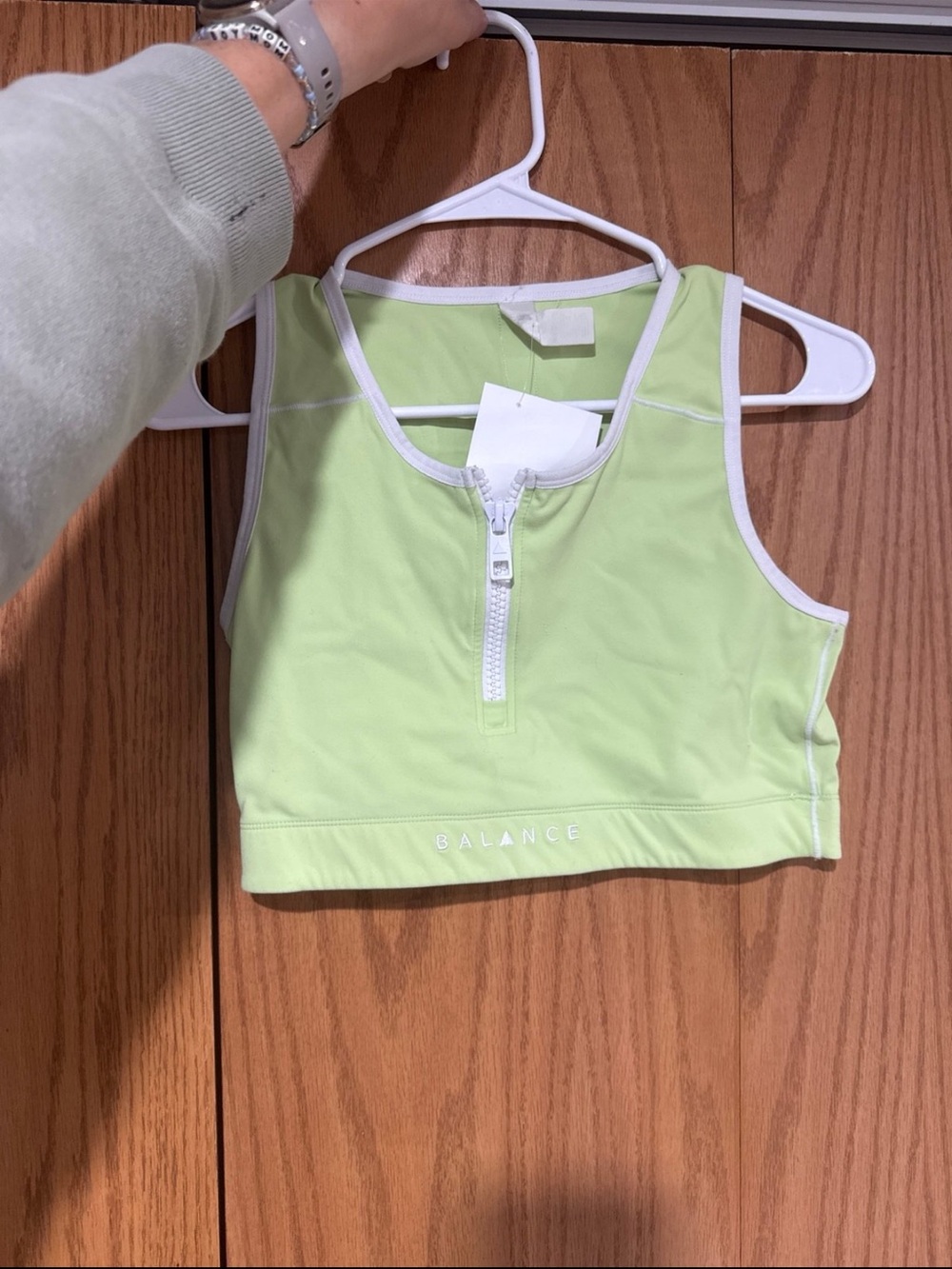 Balance Athletica Lime Green Zip-Front Crop Top